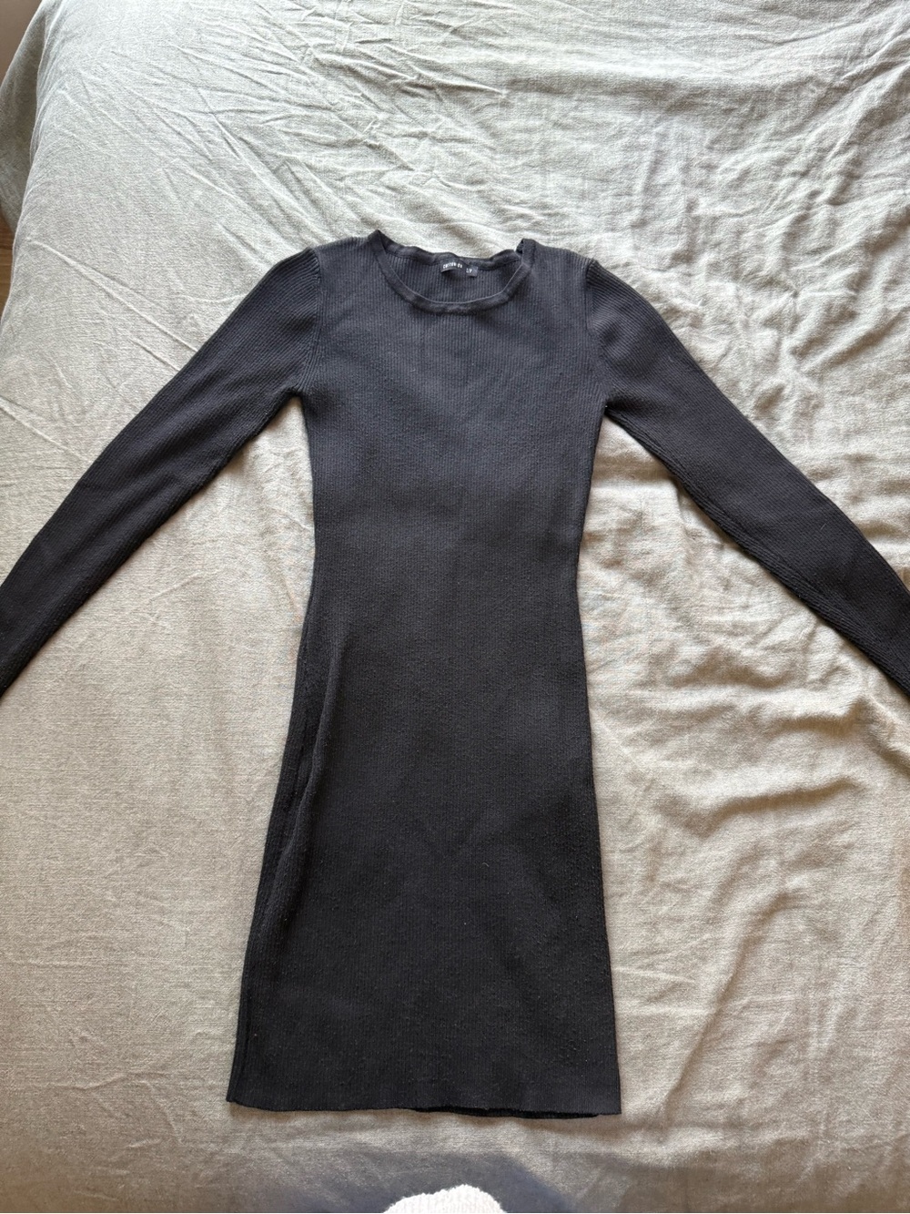 Cotton On Black Long-Sleeve Ribbed Bodycon Dress